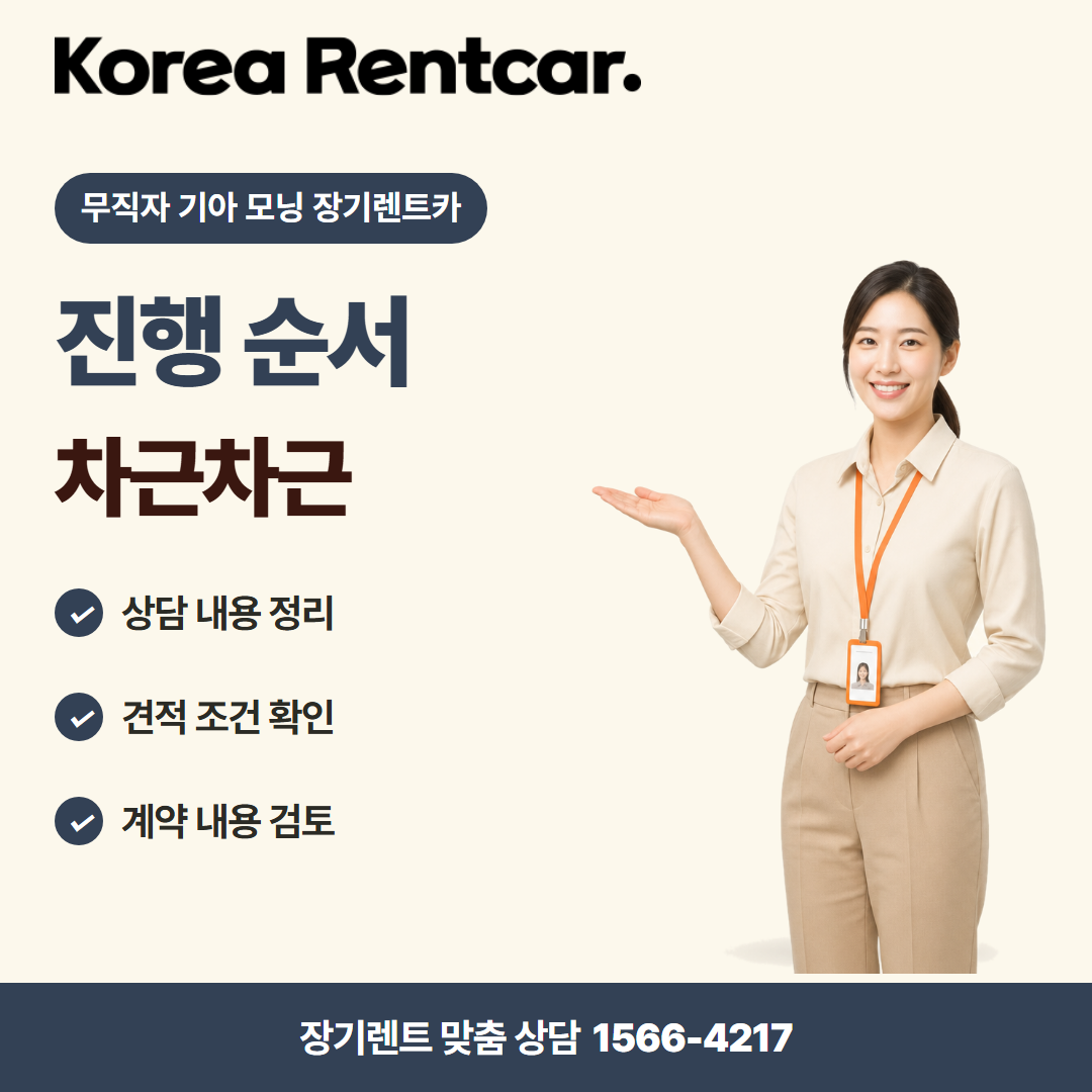 무직자 기아 모닝 장기렌트카 이용 절차 카드뉴스